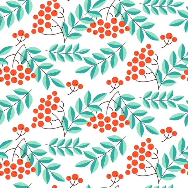 Seamless pattern with rowans and leafs — Stock Vector