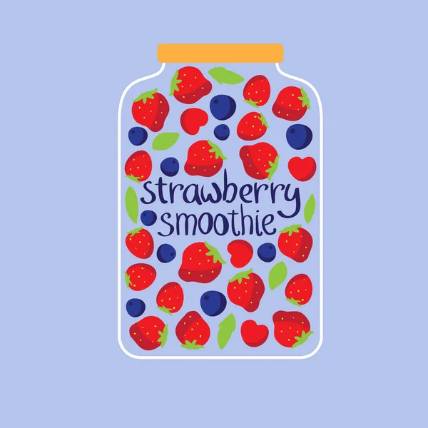 Jar met bessen en smoothie — Stockvector
