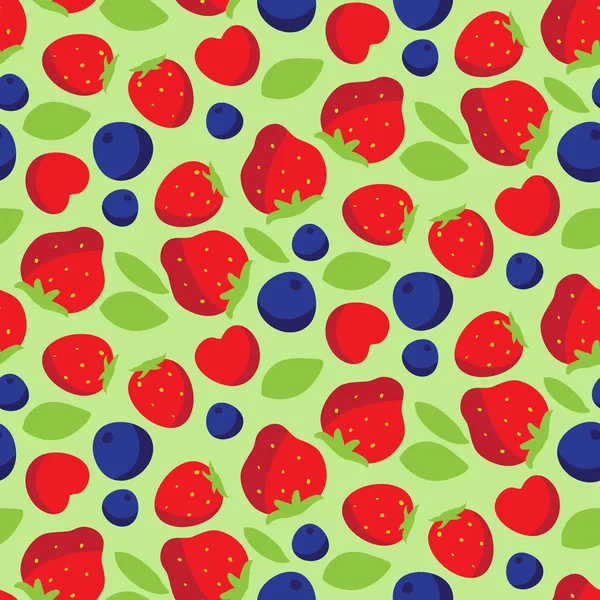 Seamless pattern with strawberries, blackberries and cherries — Stock Vector