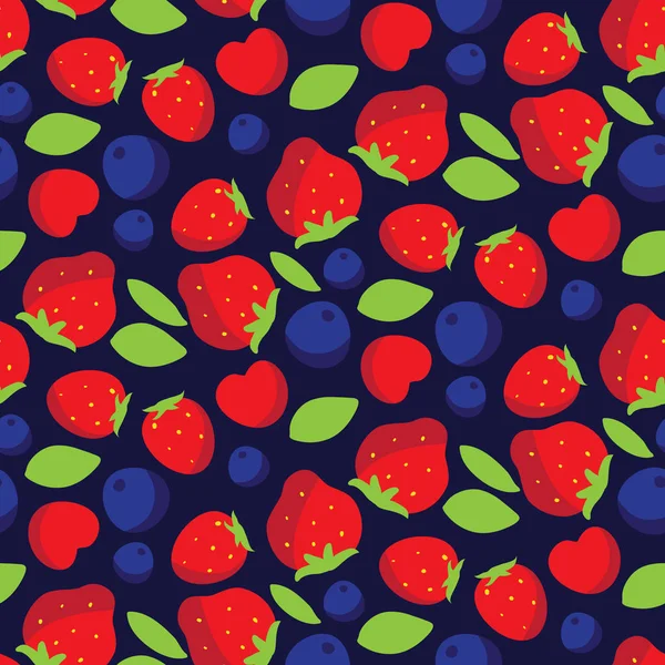 Seamless pattern with strawberries, blackberries and cherries — Stock Vector