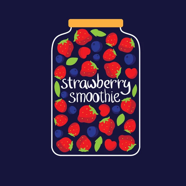 Jar met bessen en smoothie — Stockvector