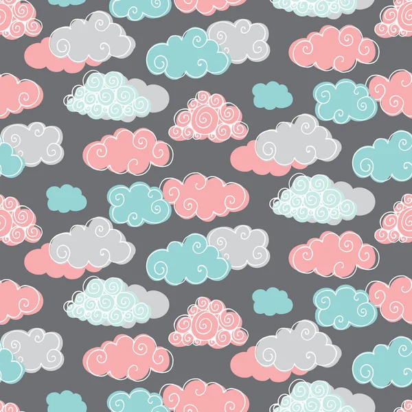 Naadloze patroon met wolken — Stockvector
