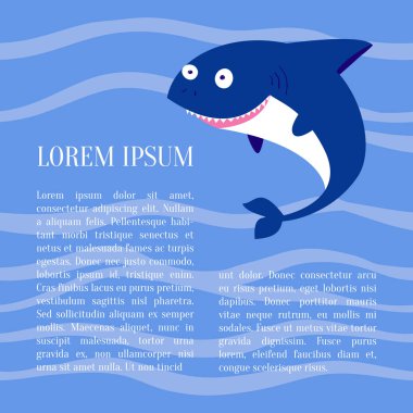 Metin şirin köpekbalığı ve yer ile kartı. 