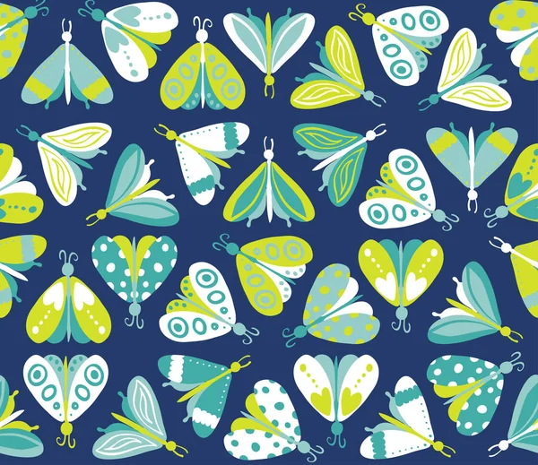 Seamless pattern with different beautiful butterflies — Stock Vector