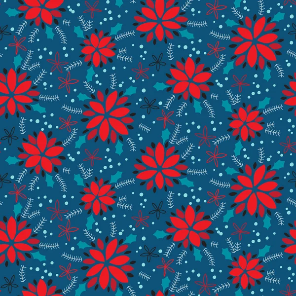 Modèle sans couture avec des fleurs de poinsettia — Image vectorielle