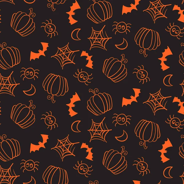 Nahtloses Muster mit Halloween-Ausrüstung — Stockvektor