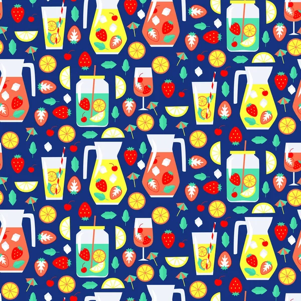 无缝模式与夏季饮料 — 图库矢量图片