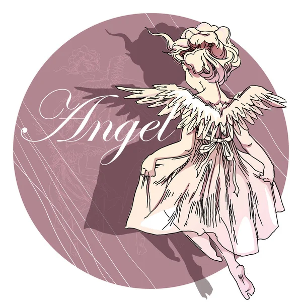 Croquis vectoriel fait à la main de fille ange . — Image vectorielle