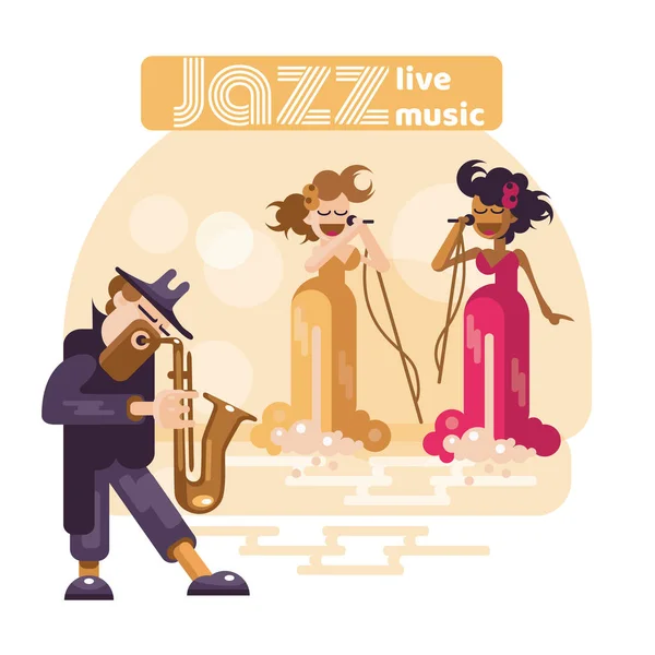 Εικονογράφηση φορέα μουσικής τζαζ. — Διανυσματικό Αρχείο