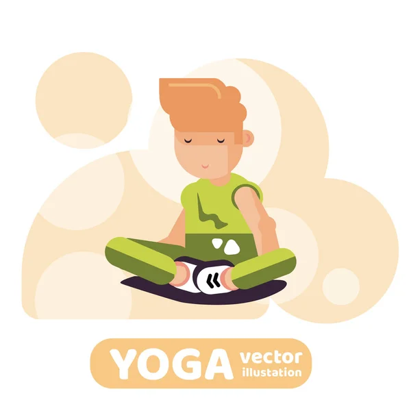 Yoga düz stil Illustration. Meditasyon uygulaması. — Stok Vektör