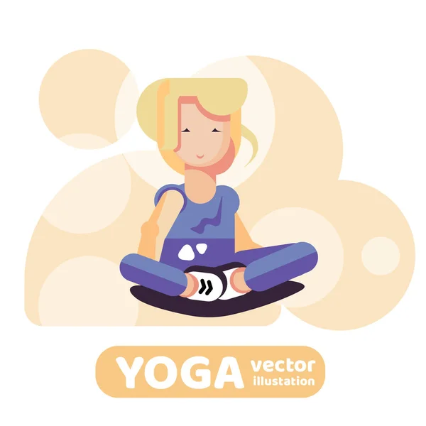 Platt stil illustration av yoga. Meditation praxis. — Stock vektor