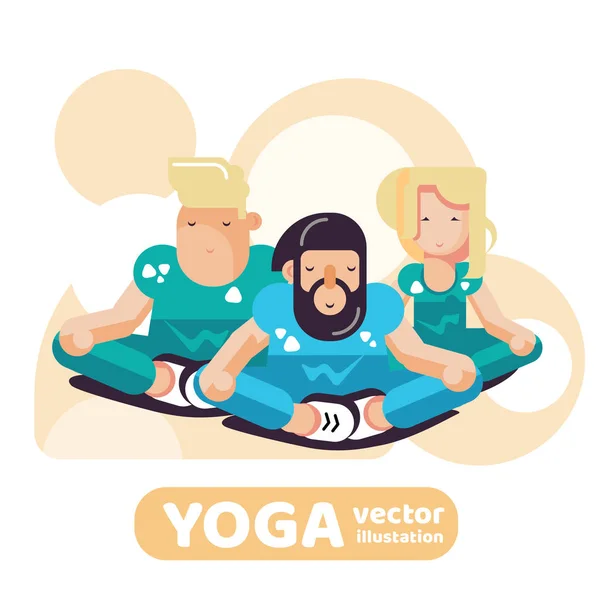 Yoga düz stil Illustration. Meditasyon uygulaması. — Stok Vektör