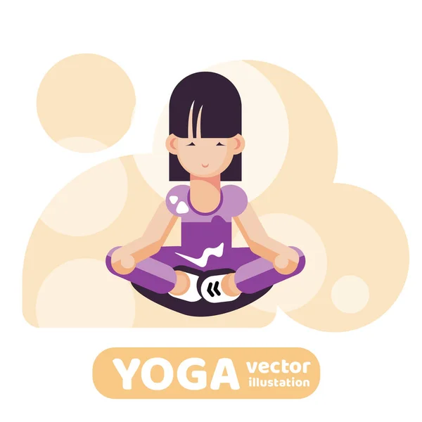 Yoga düz stil Illustration. Meditasyon uygulaması. — Stok Vektör