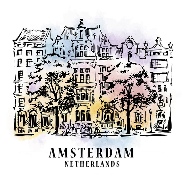 Amsterdam architecrture sketch — ストックベクタ