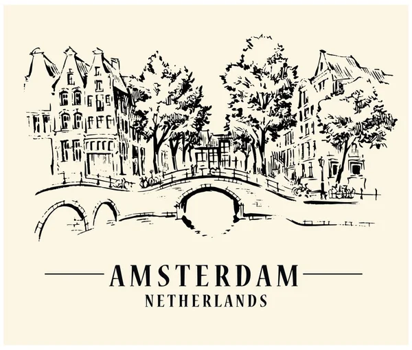 Amsterdam croquis d'architecture — Image vectorielle