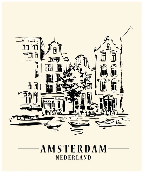 Bosquejo de arquitectura de Ámsterdam — Archivo Imágenes Vectoriales