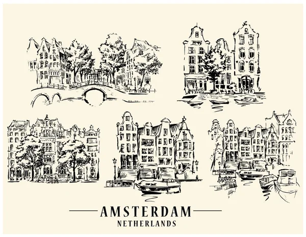 Амстердамский архитектурный эскиз — стоковый вектор