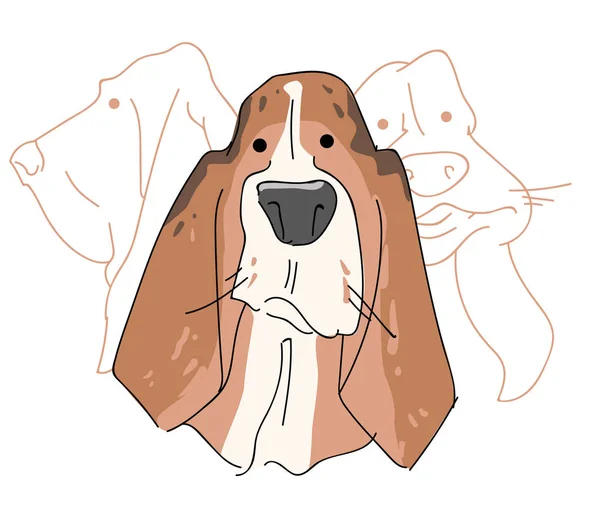 Векторна ілюстрація смішна собака, розпліджена на білому тлі — стоковий вектор