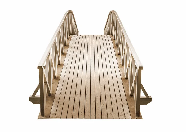 Ponte pedonale in legno Park isolato su sfondo bianco — Foto Stock