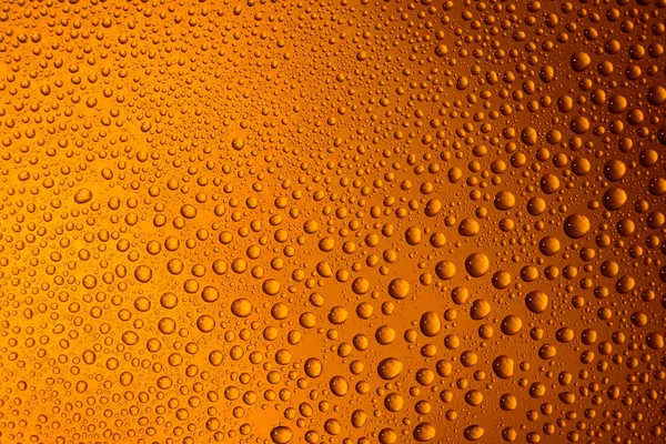 Vidro enevoado de cerveja fechar um fundo laranja brilhante — Fotografia de Stock