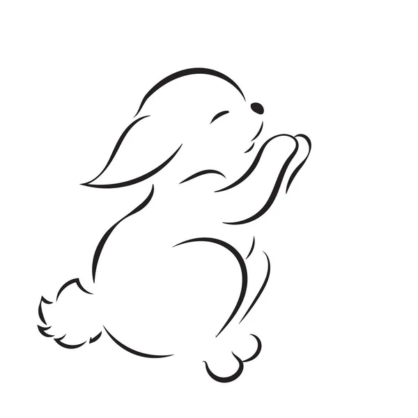 Černý obrázek králíček izolovaných na bílém pozadí — Stockový vektor