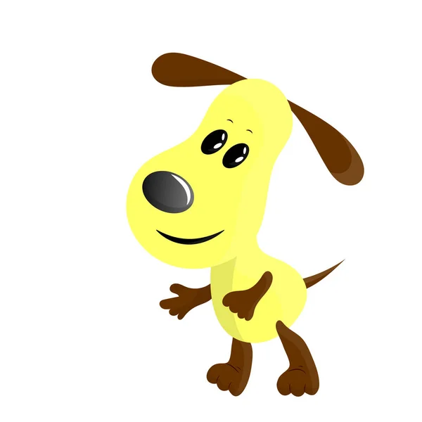 Dibujos Animados Ilustración de Perro Mestizo Amarillo Divertido — Vector de stock