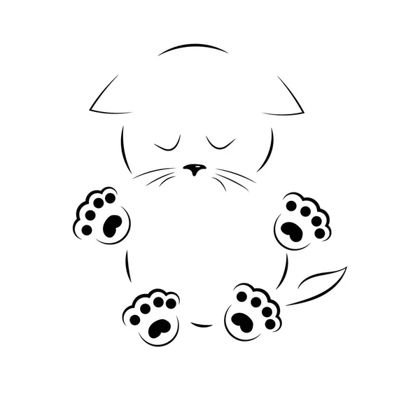 Vektor schwarz-weiß Umriss Zeichnung traurige Miezekatze mit Pfoten — Stockvektor