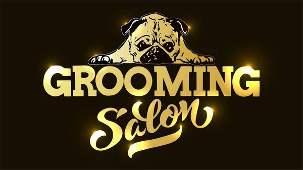 Logo for dog hair salon, dog styling and grooming shop, store for pets. Illustration isolated on white background.