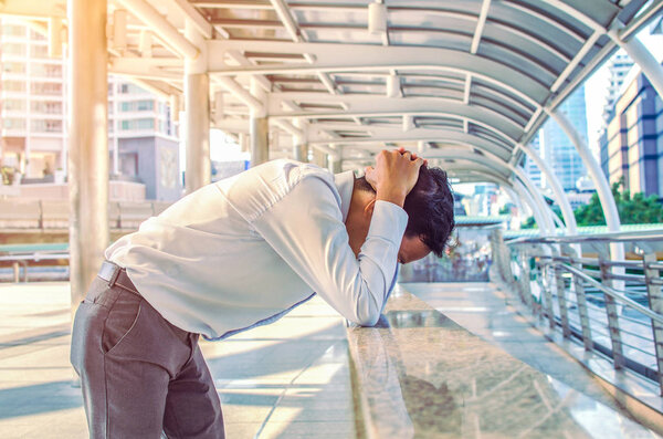 Business man tired or stressed after his work. Image of Stressed