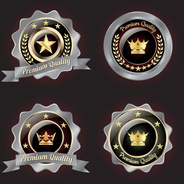 Set de insignia Golden-Silver Premium Quality — Vector de stock