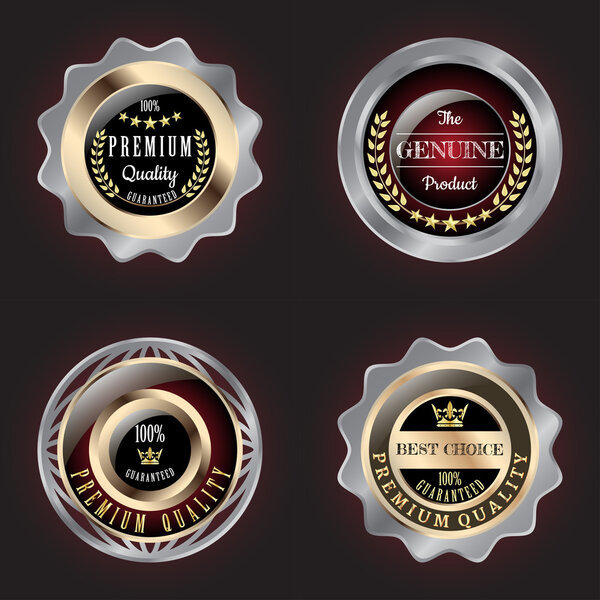 Set of Golden-Silver Premium Quality badge