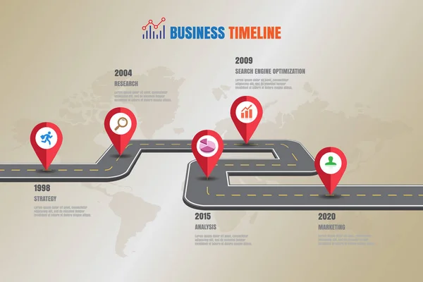 Road map Business Timeline, Vector Illustration — Stock Vector