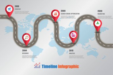 Yol haritası iş zaman çizelgesi, vektör çizim