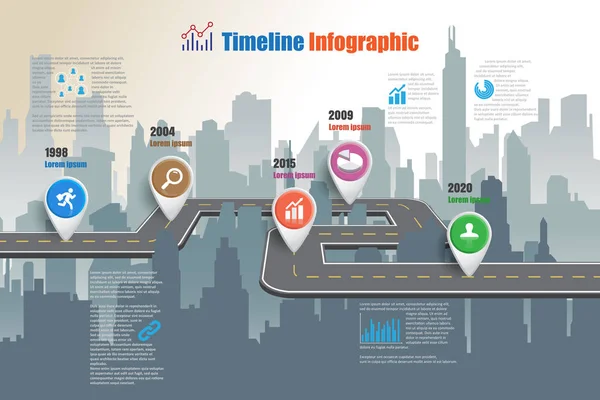 Város ütemterv Infographic, vektoros illusztráció — Stock Vector