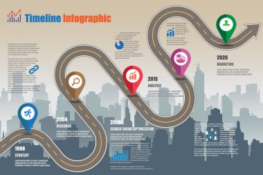 Yol haritası zaman çizelgesi Infographic, vektör çizim
