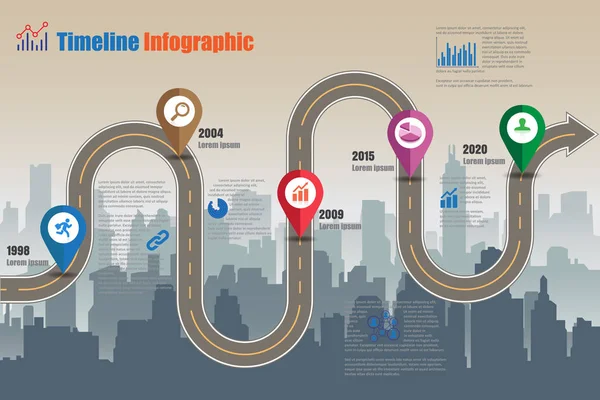 Mapa drogowa oś czasu Infographic, ilustracji wektorowych — Wektor stockowy