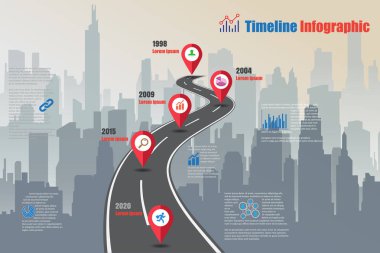 Şehir zaman çizelgesi Infographic, vektör çizim