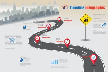 Şehir zaman çizelgesi Infographic, vektör çizim