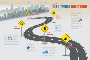 Şehir zaman çizelgesi Infographic, vektör çizim