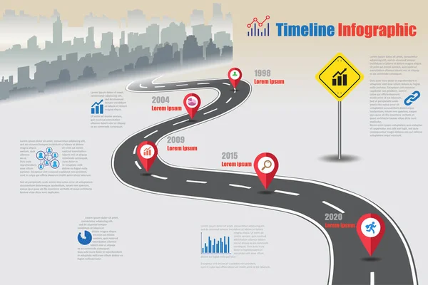 Stadt-Timeline-Infografik, Vektorillustration — Stockvektor