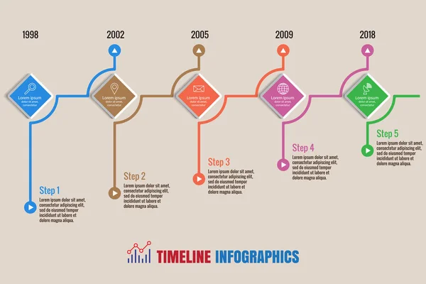 Timeline Infographics, Vector Illustration — Stock Vector
