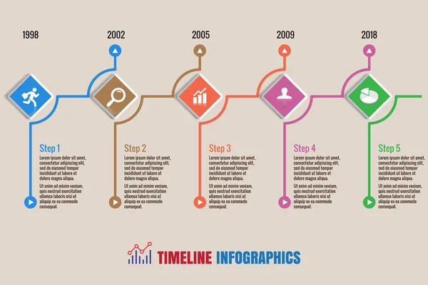 Timeline Infographics, Vector Illustration — Stock Vector