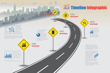 Şehir zaman çizelgesi Infographic, vektör çizim
