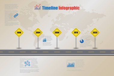 Yol haritası zaman çizelgesi Infographic, vektör çizim