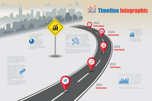 Şehir zaman çizelgesi Infographic, vektör çizim — Stok Vektör