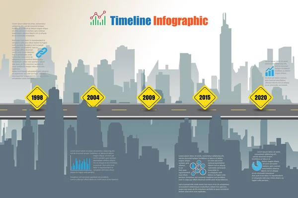 City Timeline Infographic, Vector Illustration — Stock Vector