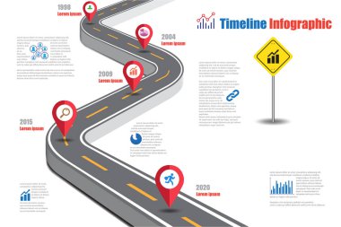 Yol haritası zaman çizelgesi Infographic, vektör çizim