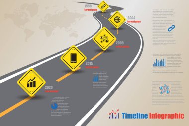 Yol haritası zaman çizelgesi Infographic, vektör çizim