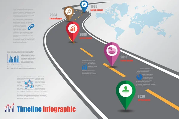 Road map Timeline Infographic, Vector Illustration — Stock Vector