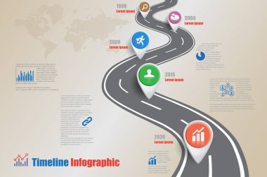Yol haritası zaman çizelgesi Infographic, vektör çizim